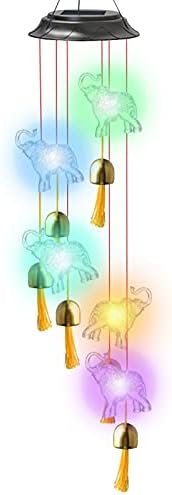 CDIYTOOL Solar Elephant Wind Chimes, Waterproof Solar Powered Elephant Wind Chimes LED Solar Garden Wind Chimes Outdoor Decor for Patio, Yard, Indoor Home Decoration