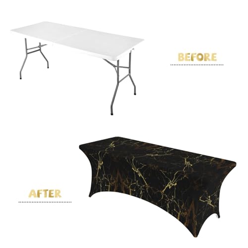 Nappe rectangulaire lavable papier peint doré noir haute élasticité - 5