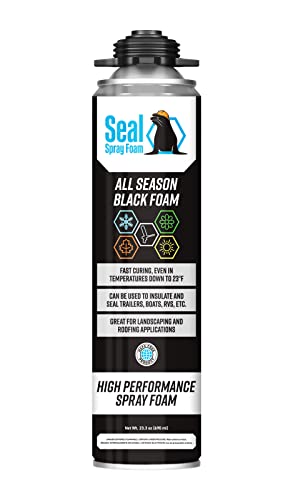 Seal Spray All Season Black Gun Foam - 12 / 23.3 Oz Cans (1 Case) W/15" Gun Foam Applicator And 1 Can Of Cleaner #TOP1