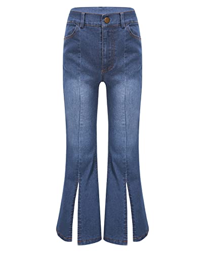 CHICTRY Girls Bell Bottom Denim Jeans Slit Hem Flared Long Pants Casual Wide Leg Denim Pants