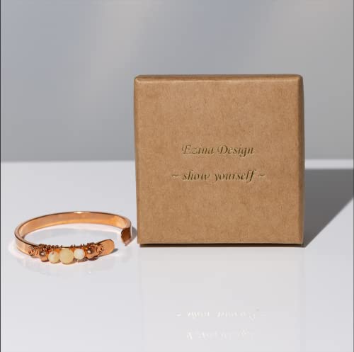 Ezina Designs - Handmade Wire Wrapped Antique Copper Amber Healing And Wellness Bracelet #TOP7