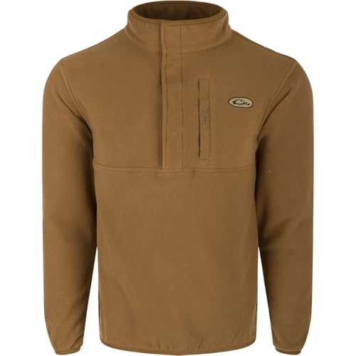 Image of Drake Waterfowl Men's Camp 2.0 Fleece Pullover | Hunting Anti-Pill Moisture Wicking 1 /4 Neck Snap Sweater with Chest Pocket