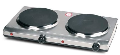Preisvergleich Produktbild Edelstahl Doppelkochplatte, Kochplatte 2 x 1500 Watt, superflach