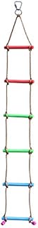 Rainbow Craft 6.6FT Climbing Rope Ladder Ninja Ladder for Kids - Kids Ninja Warrior Obstacle Course Accessories - Ninja Warrior Slackline Ladder, Playground Ninja Obstacles Swing Rope Ladder