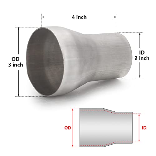A-KARCK Exhaust Adapter Connector 2" ID to 3“OD, Exhaust Pipe Reducer 4" Overall Length 304 Stainless Steel by A-KARCK - Image 2