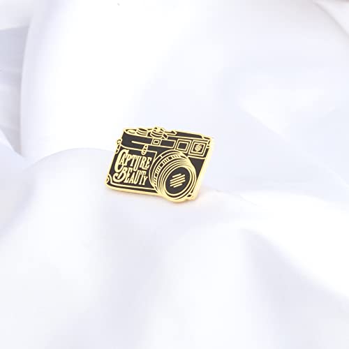 Image of UJIMS Photographer Gift Funny Camera Enamel Pin Photography Jewelry Camera Charm Gifts for Photographer Lovers