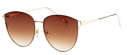 Oversized Sunglasses for Women, Mirrored Cat Eye Sunglasses with Rimless Design U225