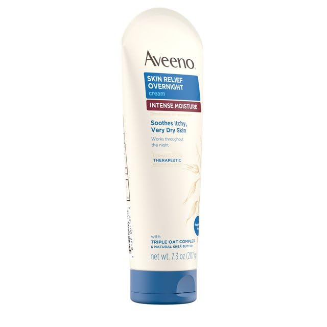 Aveeno Cream Intense Moisture Skin Relief Overnight 7.3 Ounce (Pack of 2)