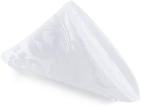 ColorBird Washable Cloth Napkins Set of 4, Scroll Damask Jacquard Dinner Napkins Cloth Bulk, 17 x 17 Inch Water Resistant Spillproof Cotton Ivory Napkins Cloth for Brunch Weddings Parties Banquets