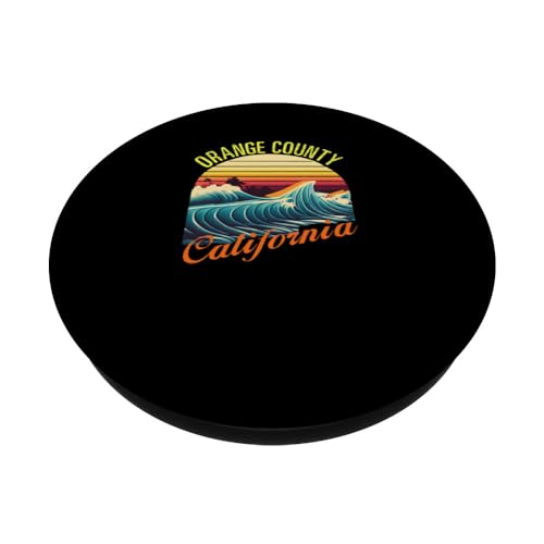 Orange County Retro Surf Apparel & Beachwear, Orange County PopSockets Swappable PopGrip, Black - Image 2