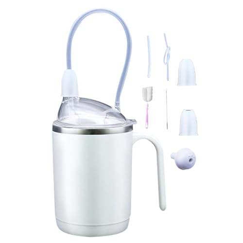 Vaso para adultos con discapacidades – Vaso a prueba de fugas para personas con movilidad reducida | Ayuda convaleciente de beber con pajita, cómodo mango para tragar