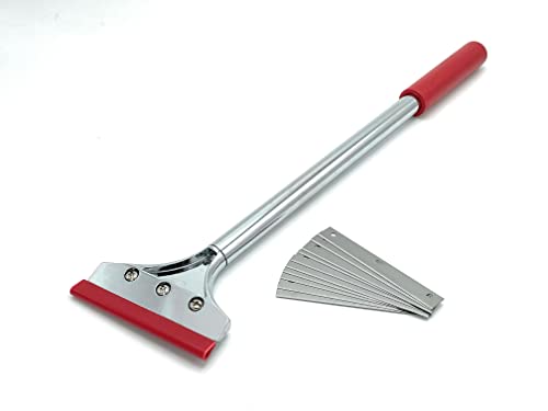 CCA Flooring and Wallpaper Scraper 45cm/ 18 inch Long Heavy Duty Floor and Wall Scraping Tool with a 10cm/4 inch Head Along with 10x Sheffield Steel Replacement scrapers