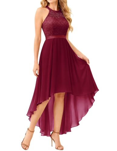 Image of Wedtrend Women's Semi Formal Dresses Halter Bridesmaid Dresses Wedding Guest Dress High Low Prom Dress