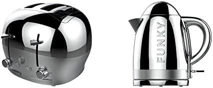 The Funky Appliance Company, 4 Slice Funky Toaster, Integrated Removable Crumb Tray, Cancel/Reheat/Defrost Functions, Independent Control of Both Sides, 1850 W, Stainless Steel, Cream