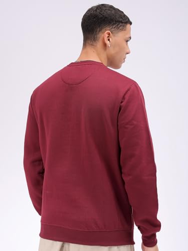 Image of The Indian Garage Co Men Regular Fit Solid Crew Neck Overhead Sweatshirt