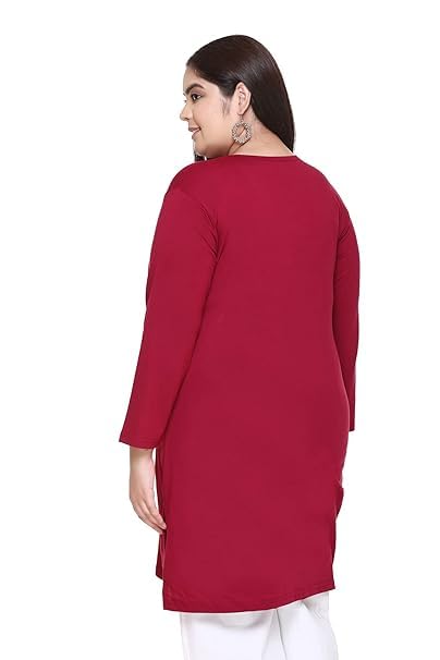Image of RYSH Women's Plus Size Printed Nightshirt | Round Neck | 3 /4 Sleeve | Relaxed Fit Long Nightwear Top |