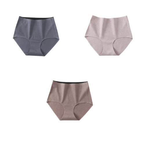 JINZIJINYU Bragas Mujer Bragas Sin Costuras De Algodón De Cintura Alta para Mujer Bragas Antibacterianas De Panal De Una Pieza De Algodón Puro 3/6 Uds