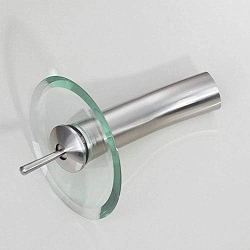 Mitigeur cascade verre et laiton nickel brossé pour lavabo haut de gamme