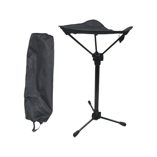 【2025新登場 折りたたみ椅子】キャンプスツール 軽量 モバイルチェア アウトドアチェア 3本脚 高さ55/60/70/80cm調節可能 立ったまま座れる スタンディングシート キャンプ椅子 収納バッグ付き ポータブル 焚き火 お花見 バーベキュー大人 ピクニック釣り登山，黒 55-80cm調節可能