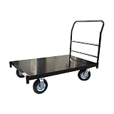 DMC-FPPS Carrello con piattaforma in acciaio/carrello con piattaforma liscia, carrello industriale da 121,9 cm di lunghezza x 76,2 cm di larghezza, carrello portatile grande con ruote da 20,3 cm