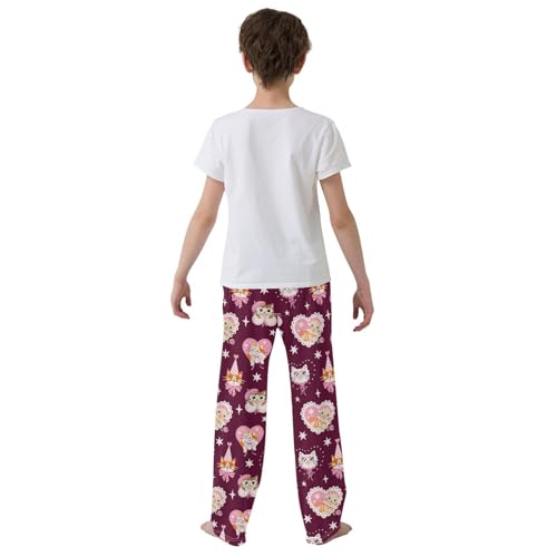 Kitten Cats Boys Long Pants Soft Trousers Elastic Waist Kids Lounge Bottoms with Pockets S-XL3