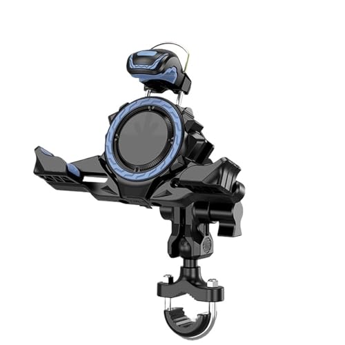 Support GPS moto bleu stable contre les vibrations du guidon