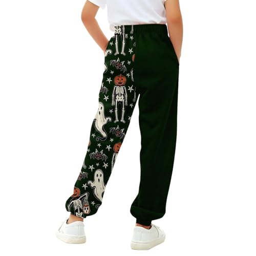Girls Wide Leg Sweatpants Baggy Halloween Elastic Waist Pumpkin Print Pants Gym Athletic Cuffed Hem Running Joggers2