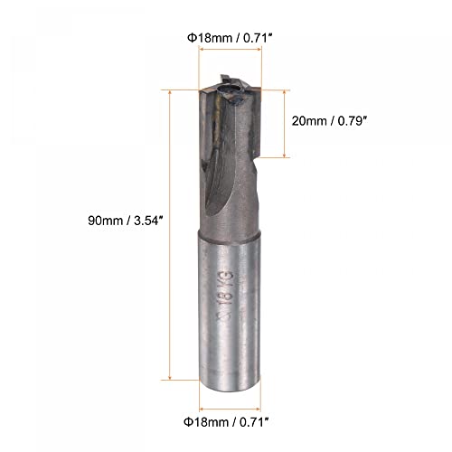 Image of uxcell Square Nose End Mill, 18mm Cutting Dia Tungsten Carbide Tip 3 Straight Flutes Milling Cutter with 18mm Straight Shank
