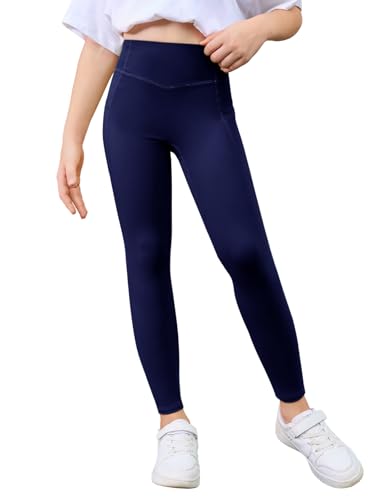 Legging athlétique filles avec poches pantalon de sport extensible