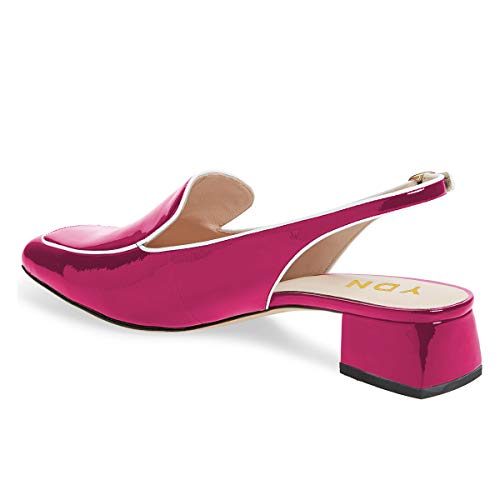 Image of YDN Women Closed Square Toe Block Low Heels Slingback Formal Loafer Dressy Shoes Office Lady Pump Size 4-15 US