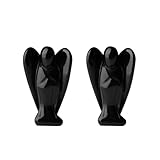 JENCVNL 2 Piezas de Cristales de Amatista, ángeles de la Guarda, Regalo de ángel de Bolsillo para Mujer, 13 x 25 mm (Obsidiana)