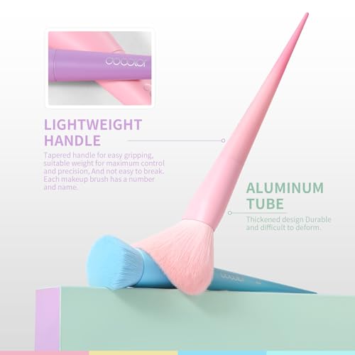 Docolor Makeup Brushes 17 Pcs Colourful Makeup Brush Set Premium Synthetic Kabuki Foundation Blending Face Powder Blush Concealers Eyeshadow Rainbow Makeup Brush Travel Friendly Valentine's Day Gift