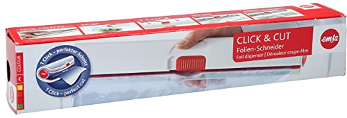 Emsa 508020 Folienschneider für Alu- oder Frischhaltefolie, Größe 33 cm, Rot/Weiß, Click & Cut