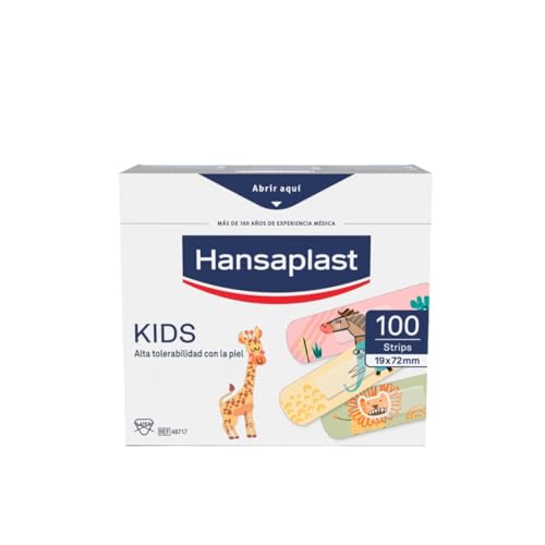 Hansaplast Apósitos para heridas infantiles I Apósitos impermeables, Delicados con la piel, Indoloros al retirar, De animales, 100 unidades