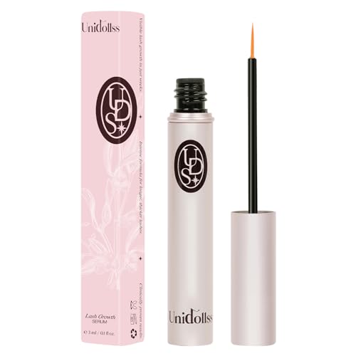 Eyelash Growth Serum for Thicker,Longer lash and Eyebrow Unidollss Lash Serum for Eyelash Growth Visible Results in 4 Weeks Lash Enhancing Treatment with Nourishing Botanical,Vegan & Cruelty-Free 3ml