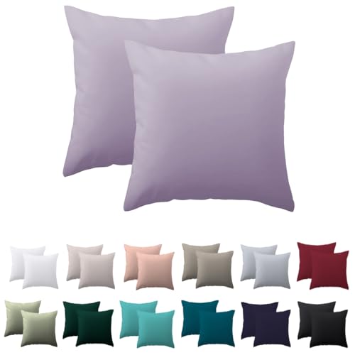 Nesture Kissenbezug 40 x 40 2er Set - kopfkissenbezug 40x40 cm Lavendel Kissenhülle, 100{263bdcb3896cfbdab4964781b9357e1c37e319c736c8bb8f4222d0bb881aac64} Mikrofaser kissenbezüge mit Reißverschluss, Weich und Bügelfrei