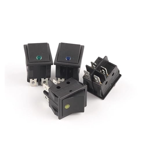 5PCS KCD4 ON-Off 32x25mm Rocker Switch 4Pin 16A 250V/20A 125V Power Switch Car Auto Boat Electrical Rocker Switch with Dot Light(4Pin Blue Light)