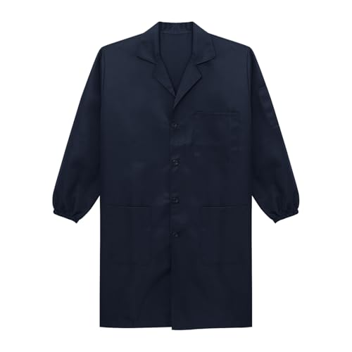 Image of iiniim Mens Long Sleeve Wear Resistant Work Coat Notched Lapel Dustproof Jacket Lab Coat Workwear
