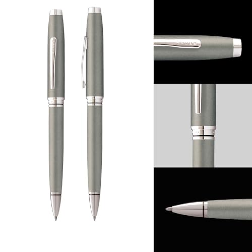 Image of Cross Coventry Ballpoint Pen (M Line, Black, Indelible, Includes Premium Gift Packaging) Gunmetal Grey with Chrome-Plated Applications