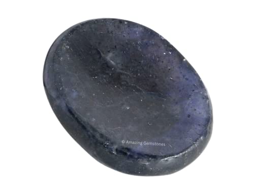 Image of Amazing Gemstone Iolite Worry Stone, Healing Crystals - Piedra Crystal Fidget for Gift, Meditation, Calming, Relaxation, Stress Relief