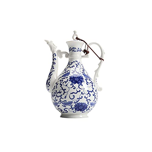 Jingdezhen Retro Blue and White Porcelain Ceramic Wine Pot Household Wine Bottle Chinese Court Antique Wine Jug