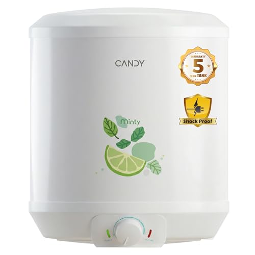Image of Candy Minty Storage Water Heater Geyser 15L,Haier's sub-brand,5 Star BEE Rating,72 Hours Heat Block, 2KW Electric Geyser for Bathroom, Warranty:3 Yr Overall,5 Yr Tank,Hard Water Protection