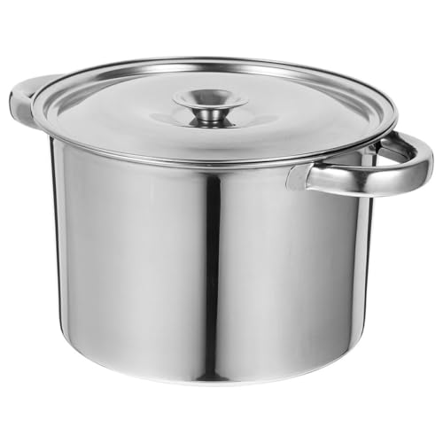 SHINEOFI Olla de Acero Inoxidable para Sopa y Caldos con Doble Asa y Tapa Hermética para Hervir y Cocinar Cocina Doméstica