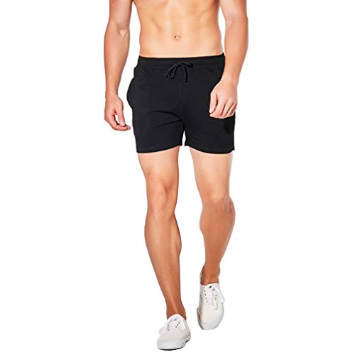 ASLIMAN Men's Pajama Shorts Sweat Gym Workout Running Athletic Short Pants Black