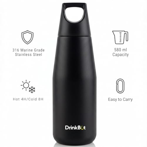 Image of Myst - Double Wall Stainless Steel Water Bottle | Vacuum Insulated | Hot & Cold | Leakproof & Durable | (Black, 580 ml)