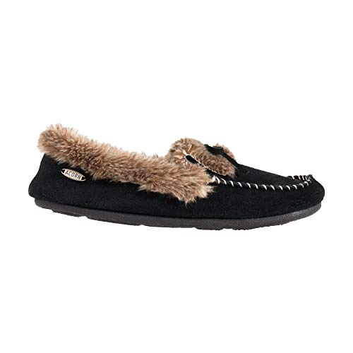 Acorn Women's Cozy Faux Fur Moc Slipper with memory foam and plush suede upper