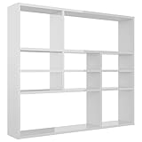 vidaXL Wall Shelf Bedroom Living Room Office Shelving Floating Hanging Wall Mounted Rack CD Display Cabinet High Gloss White 90x16x78cm Chipboard