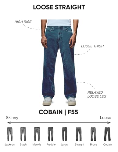 Image of Flying Machine Men's Mid Rise Cobain Loose Fit Jeans