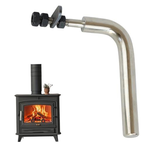 Manija de la puerta de la estufa de madera, manijas de la puerta de la chimenea, mango de chimenea de reemplazo liso y resistente en forma de L para el hogar, el hotel, metal