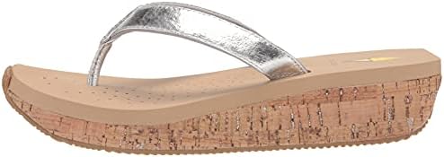 VOLATILE Women's Thong Wedge Sandal, Silver, 9 | Image 7